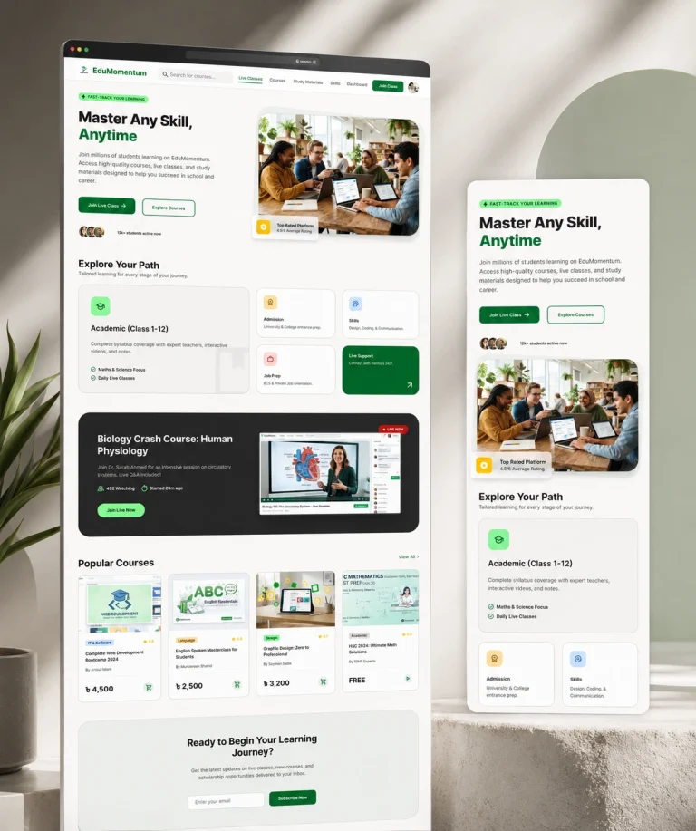 EduMomentum UI/UX Design Case Study | E-Learning Platform